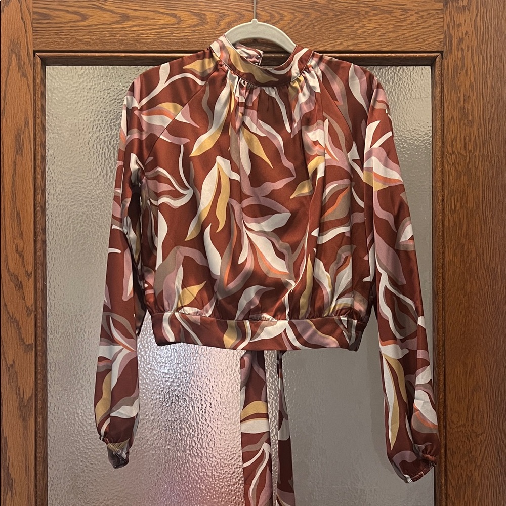 fab'rik Women's Multicolor Leaf Print Blouse